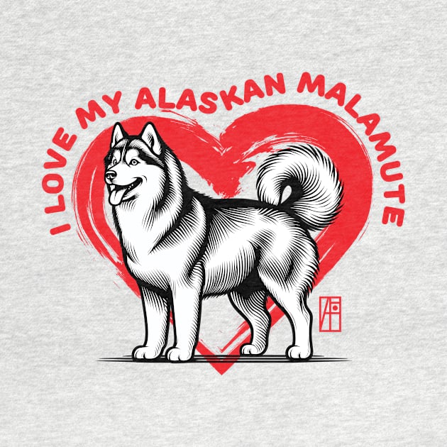 I Love My Alaskan Malamute - I Love my dog - Devoted dog by ArtProjectShop